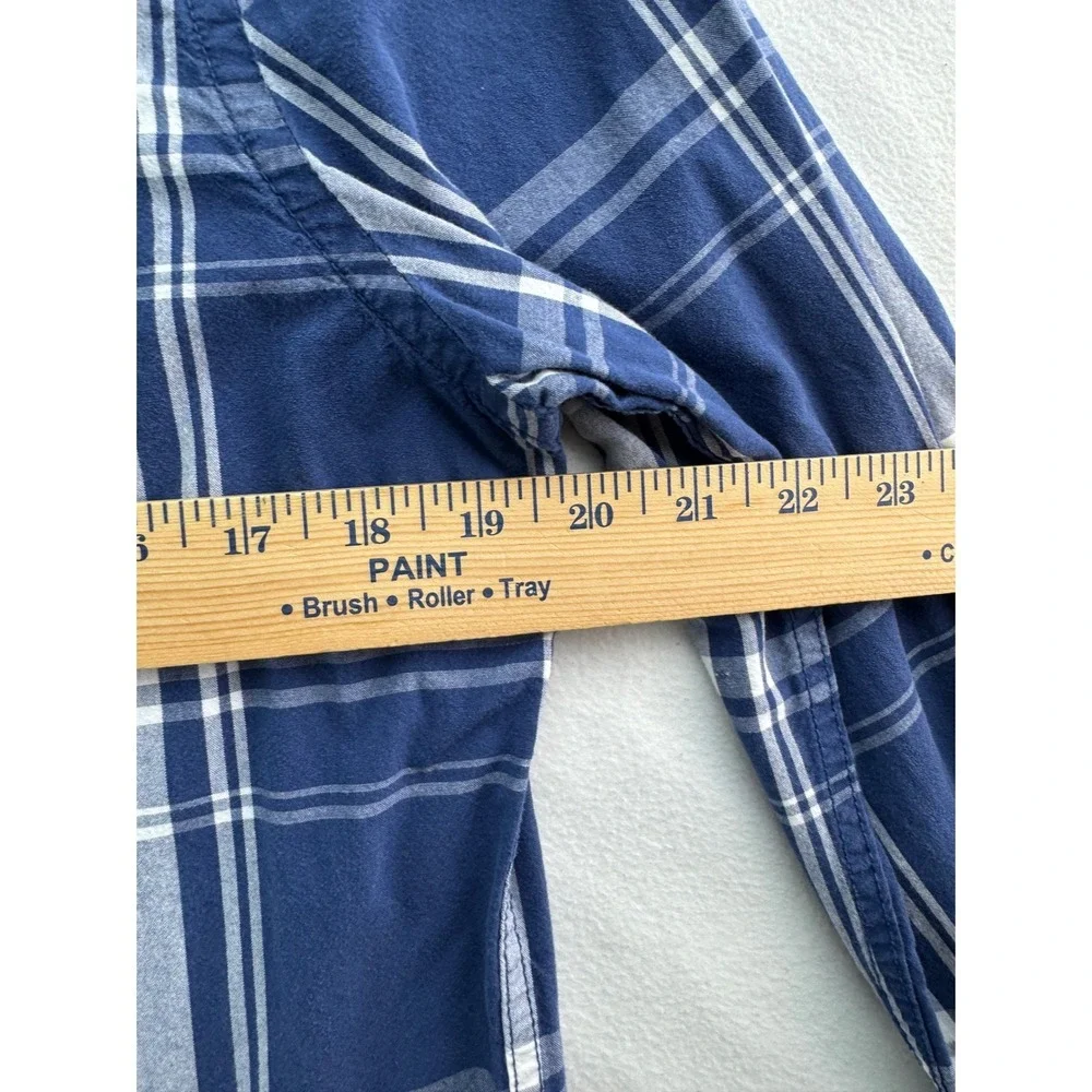 Hollister Big‎ Boys Blue Plaid Western Pearl Snap Long Sleeve Shirt Medium